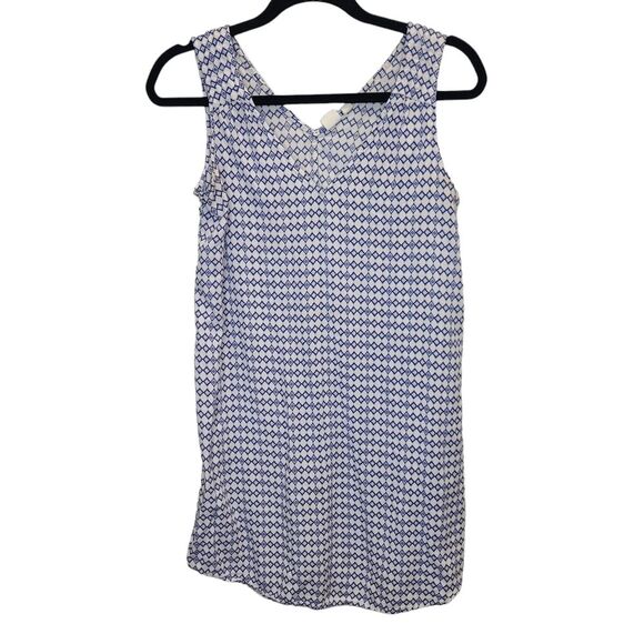 GAP Women's XS Sleeveless V-neck Geometric Print Shift Flowy Dress Blue White - Picture 2 of 13
